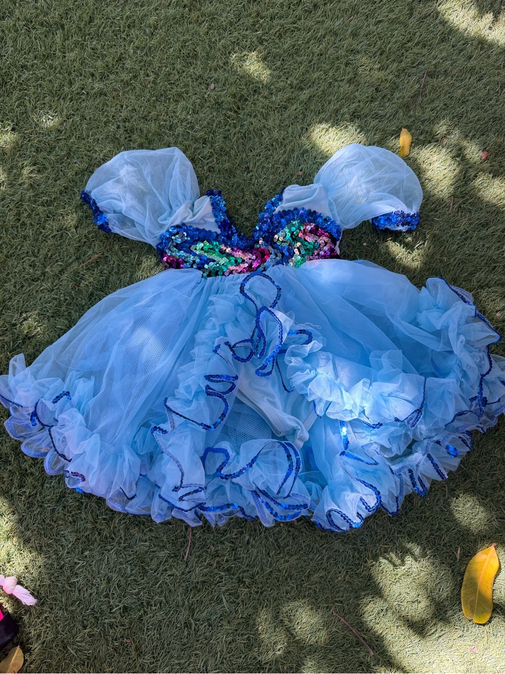 Light Blue Sequin Tulle Kids Costume Dress